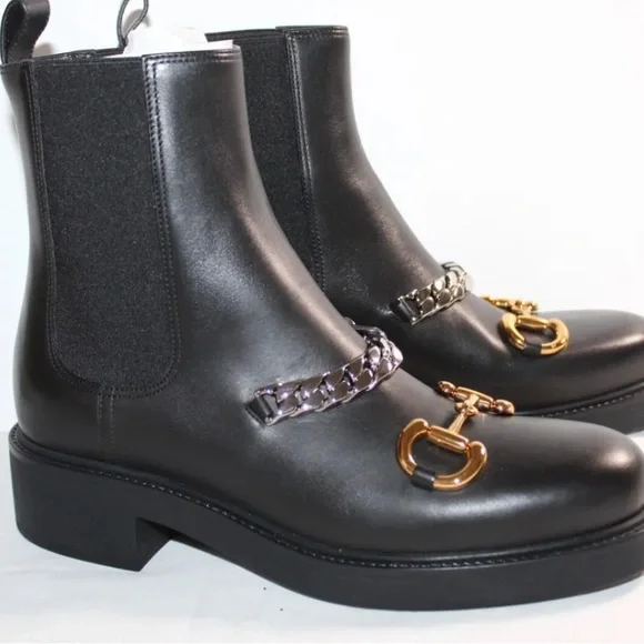 NWB Gucci Mid Calf Bootie Flores Horsebit Stretch Panel Shoes Boots 41 - Picture 4 of 5